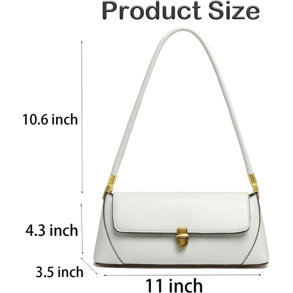 Vintage Small White Shoulder Bag for Women Zipper Closure and Classic Design - Picture 2 of 7
